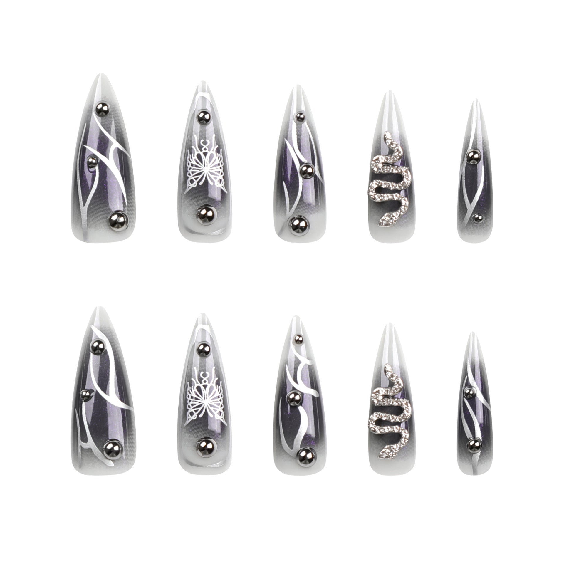 Wholesale Dark punk style snake pattern diamond butterfly pattern super long wear armor